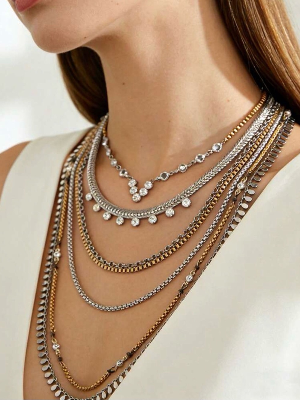 Zara Multi-Layer Mixed Metal Necklace - Silver & Gold - Picture 4 of 4
